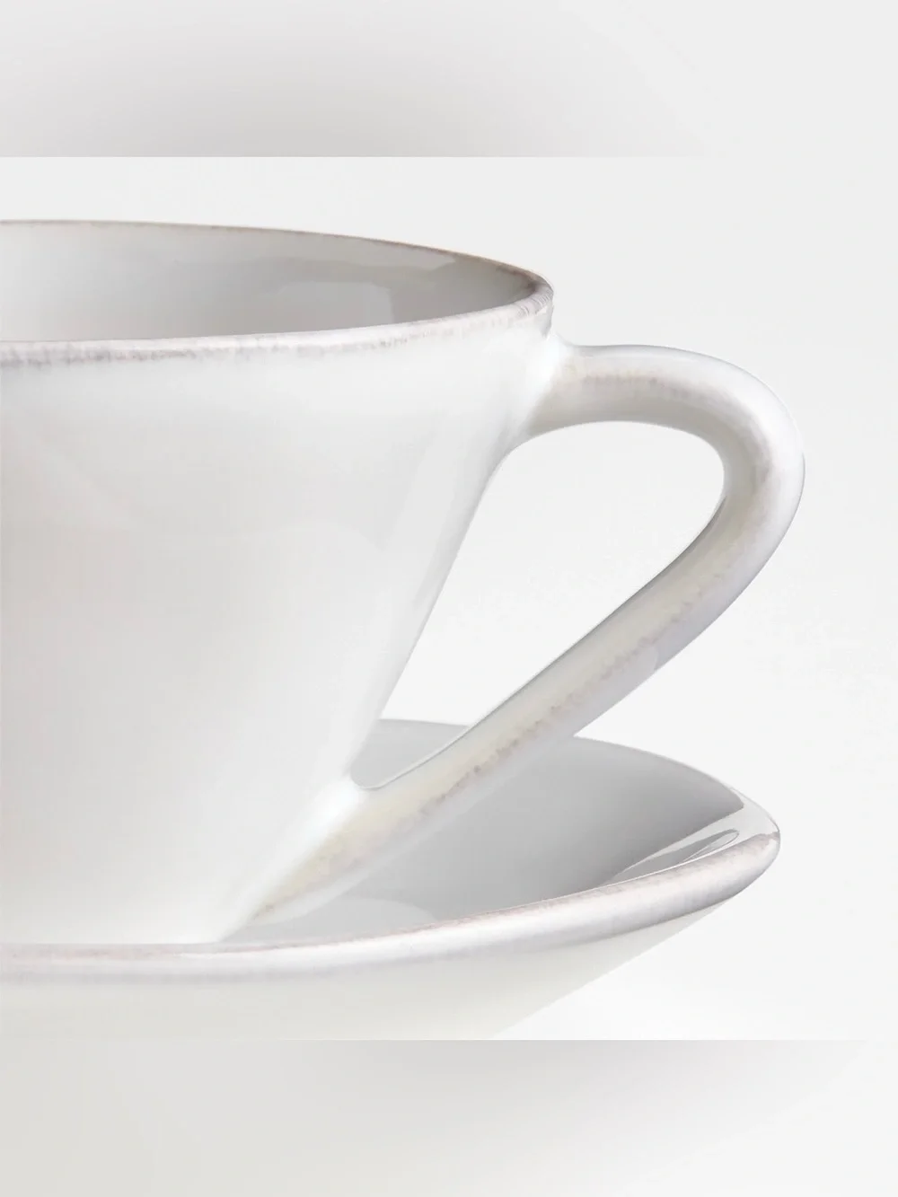 Crate & Barrel Marin 9.5-oz. White Stoneware Cappuccino Cups & Saucers, Set/2